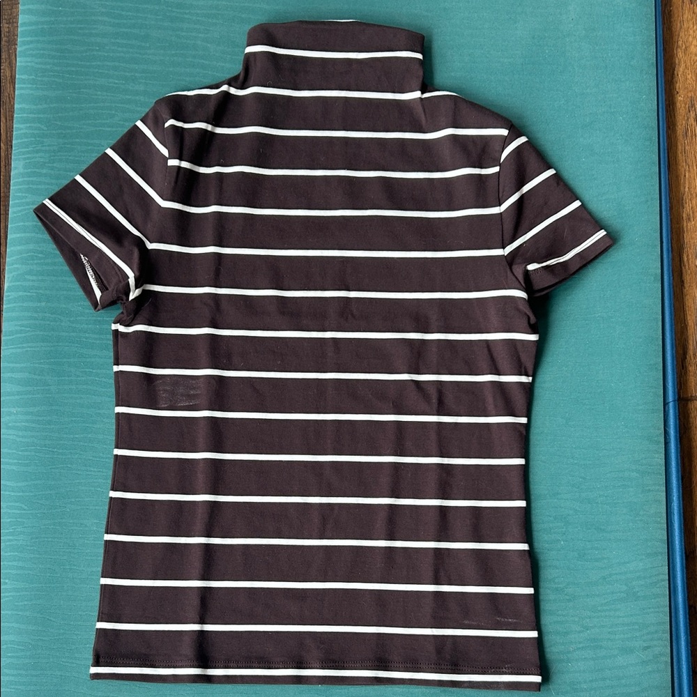 Madewell Striped Short Sleeve Turtleneck Top. New